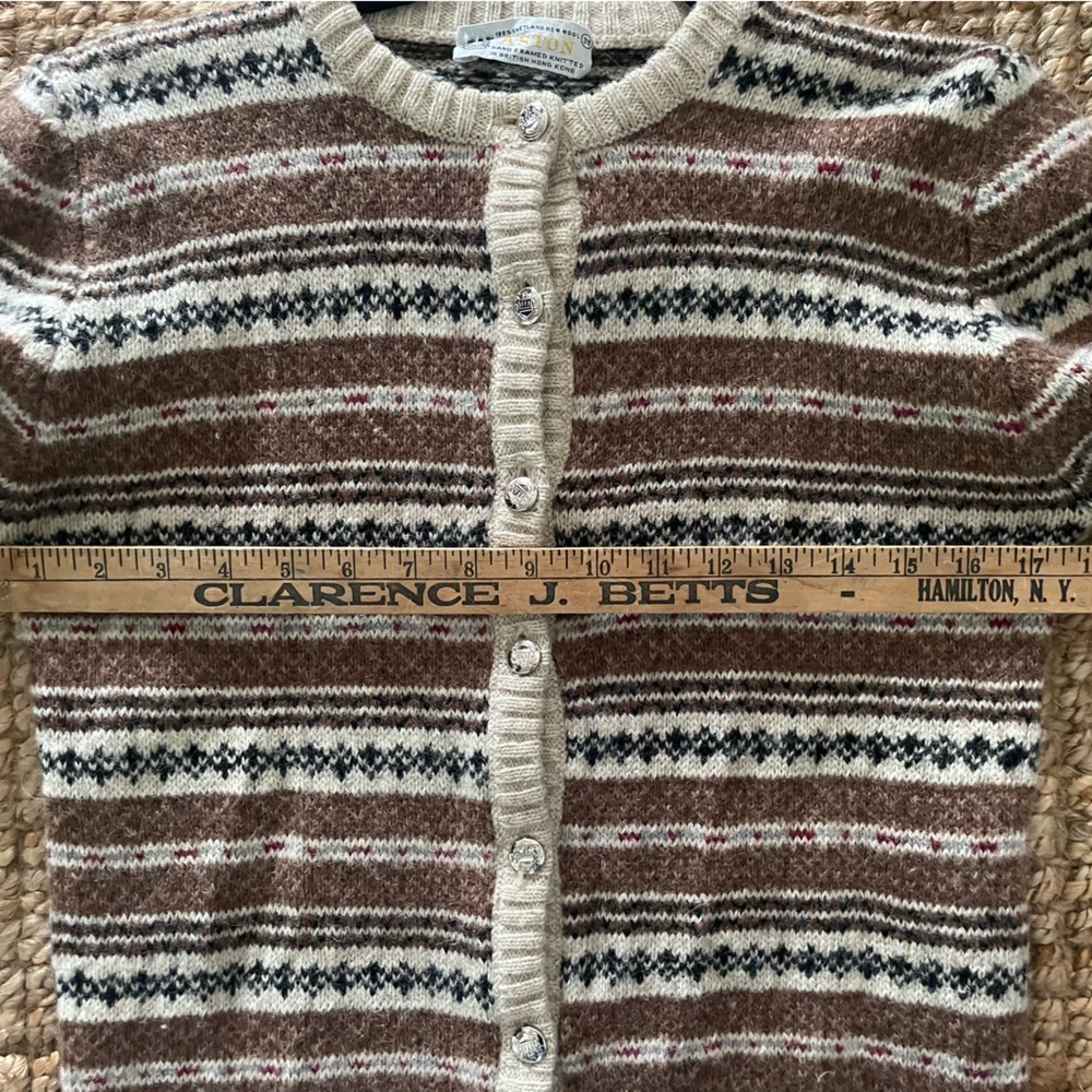 Aston Vintage Handmade Wool Sweater Striped Beige and Brown Women's Sweater - Picture 8 of 8